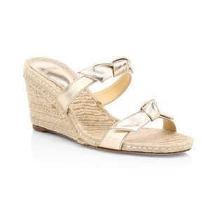 Alexandre Birman Clarita Espadrille Gold Wedge Sandals